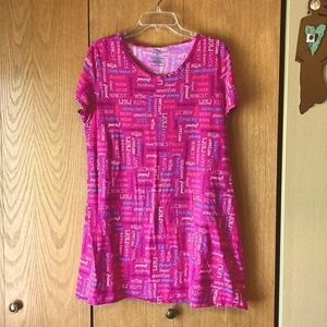Secret Treasures Mom love themed bright pink night shirt gown soft cotton L XL